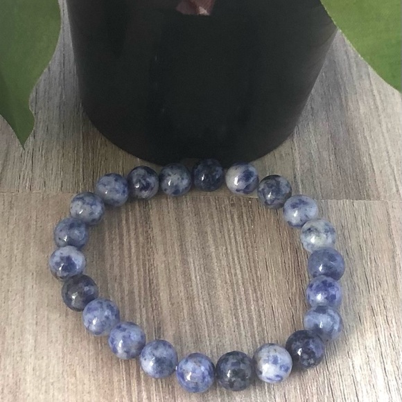 Sodalite Natural Stone Beads Stretchable Bracelet 7" - 8mm Beads Best gift - Picture 2 of 3